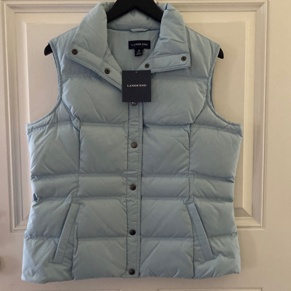 Lands' End Women's Quilted Down Vest/Chambray Blue/Size M/NEW/NEVER WORN!